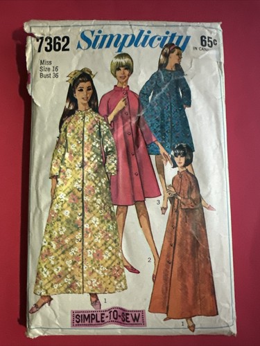 7362 Vintage Simplicity Sewing Pattern Robe Caftan Muumuu Sleepwear 16