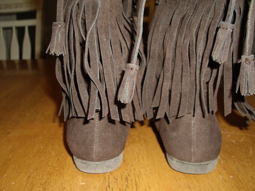 GUC Womens Size 6 Rampage Cantrell Round Toe Fashion Boots Brown Fringe Moccasin - Picture 4 of 5