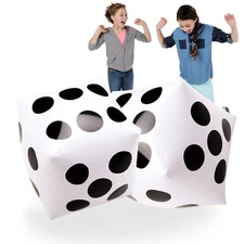 Novelty Place 20" Jumbo Inflatable Dice 2 PCS 20 Inch White and Black Giant Dice