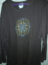 Collections Etc. Southwest Design Style Beaded Top Longsleeve XL