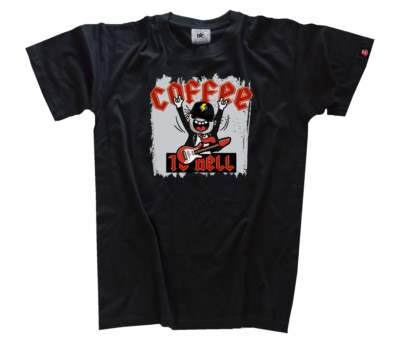 Coffee to hell- August Metal Vintage Rock Designer Cartoon DTF Vollfarb T-Shirt