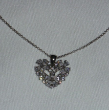 NOLAN MILLER Rhodium Plated Swarovski Crystal Heart Pendant Necklace - MINT COND
