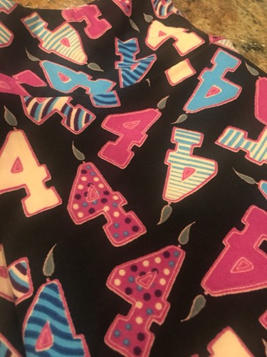 LULAROE TC RARE 4th JULY 4TH BIRTHDAY CANDLE LEGGINGS BLACK BACKGROUND - Picture 2 of 5