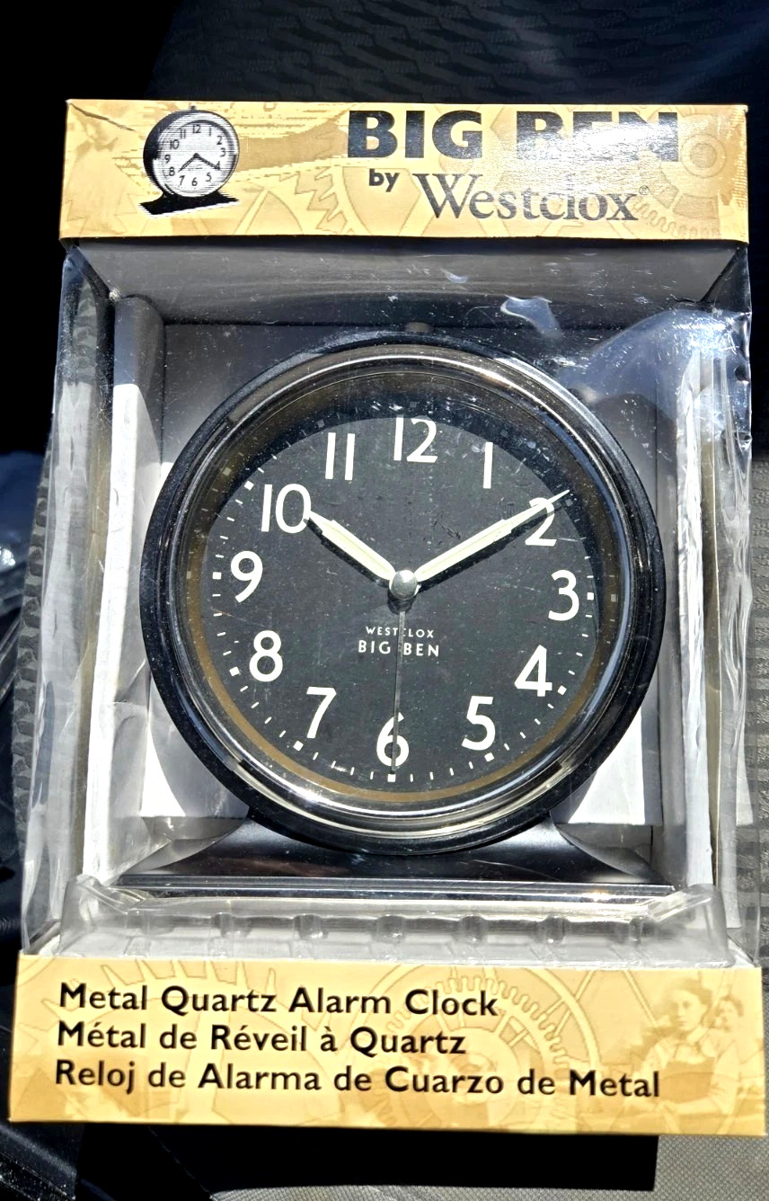 WESTCLOX Big Ben CLASSIC AA Quartz Analog Alarm Clock 5” 1927 Silver Black NIB