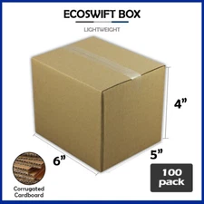 100 6x5x4 "EcoSwift" Brand Cardboard Box Packing Mailing Shipping Corrugated
