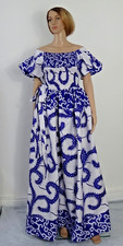 Registyle African Ankara Wax Print Dresses Blue & White Free Sizes 12-18 SALE!!