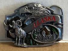 Alaska Belt Buckle Eagle Mountains Ram Vintage 1988 Siskiyou USA New