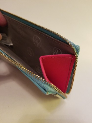 Wallet Adrienne Vittadini Multicolor Rainbow Credit Card Slots Seafoam Green Tan - Picture 6 of 8