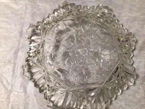 Vintage Federal Glass Pioneer Fruit Pattern Ruffled Edge Bowl 11” - Picture 6 of 6