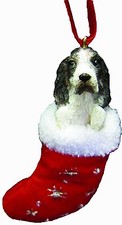 SPRINGER SPANIEL in Stocking Christmas Ornament-Santa's Little Pals-by E&S Pets