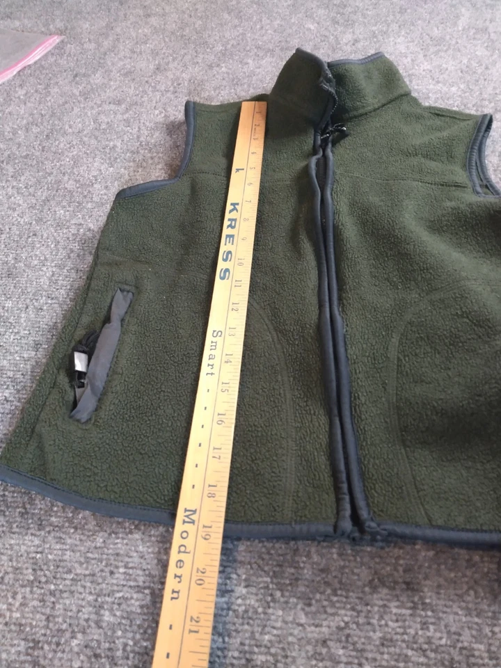 Chaleco Suéter Antiguo Azul Marino Juvenil Talla Pequeña (/7) Verde Sin Mangas Cremallera Completa Foto 2 de 4