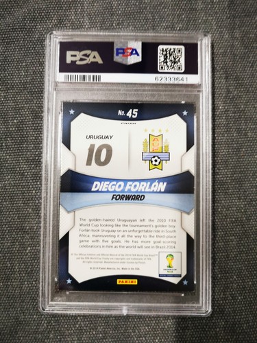 Diego Forlan 2014 Panini Prizm World Cup Stars Red/White/Blue Power Plaid PSA 9 - Picture 2 of 2