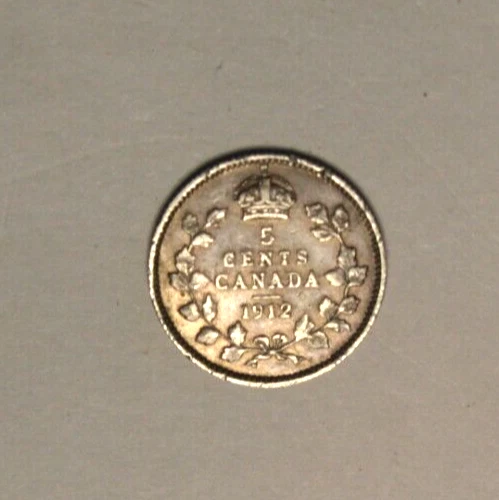 1912 Canadian 5 Cent Coin 92.5% Silver - Image 2 of 2