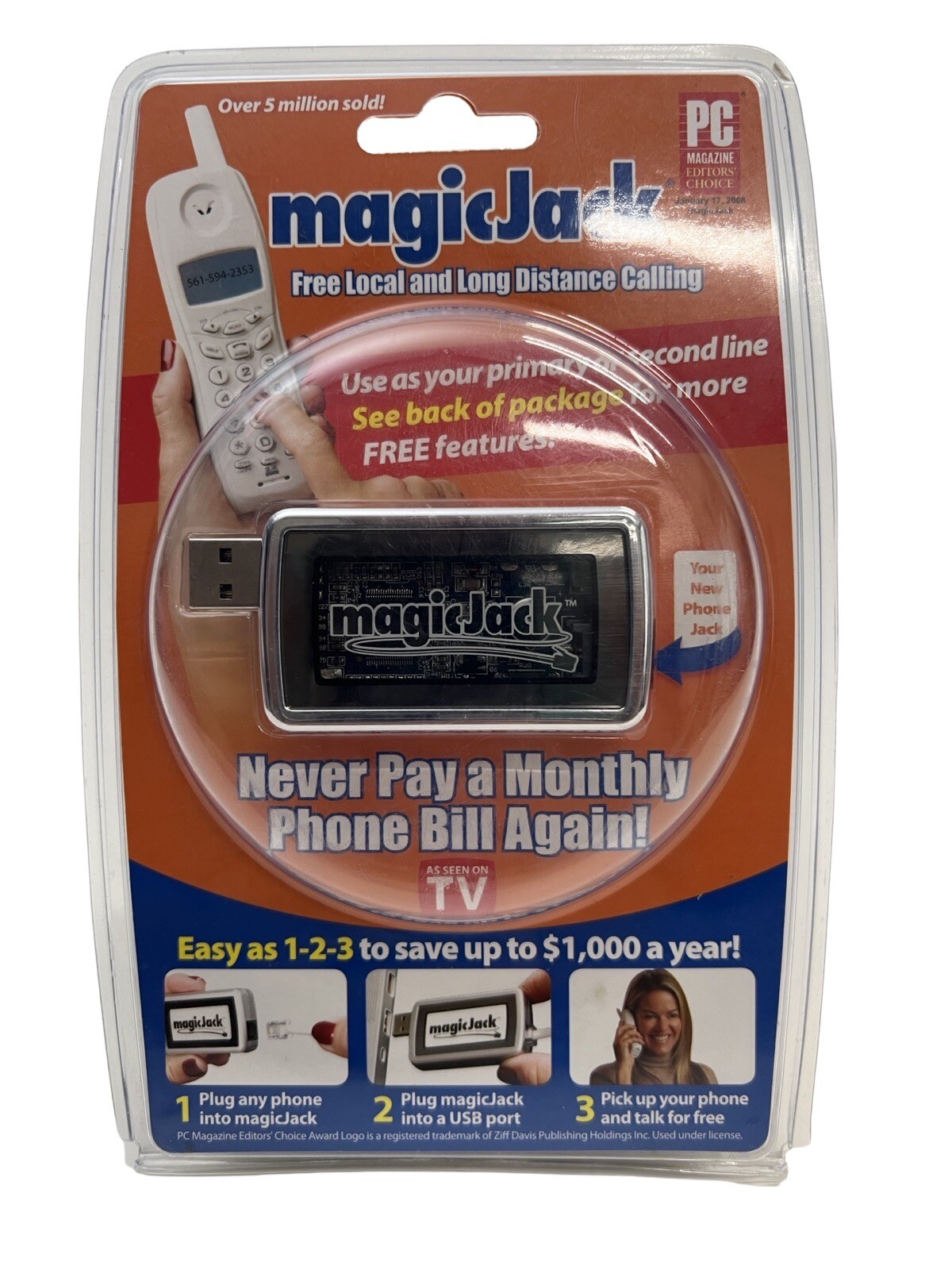 Magic Jack USB Phone Jack New Sealed MagicJack MagicJack 895034001006
