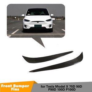Details About For Tesla Model X 16 18 Front Bumper Lip Fins Canards Splitters Carbon Fiber