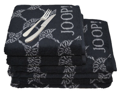 JOOP! 1611 2x Duschtuch + 2x Handtuch + GRATIS 1x Steakbesteck Julia schwarz Set