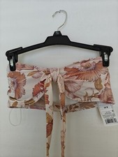 Women's Convertible Halter Bandeau Bikini Top Shade  Shore Cream Floral 34B Nwt