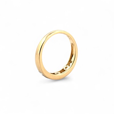 Demi-Alliance Vintage Or 18k Avec Citrines En Serti Rail - Circa 1970, Taille 60