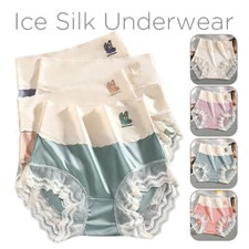 Women Lace Satin Silk Underwears Briefs High Waist Soft Cosy Breathable Panties