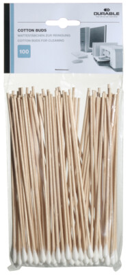 DURABLE Reinigungsstäbchen COTTON BUDS Wattestäbchen extra lang 100 Stäbchen