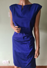 L.K. Bennett Womens Cobalt Blue Tancy Sleeveless Ruched Pencil Dress UK 14
