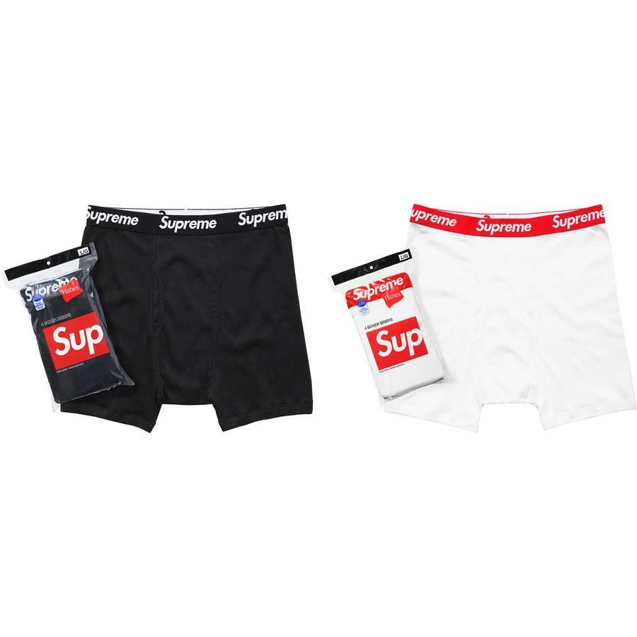 Lot de 4 boxers Supreme x Hanes noir/blanc (FW16A36/SS17A36) taille S XL
