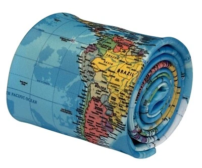 world map design mens tie blue designer necktie by Frederick Thomas