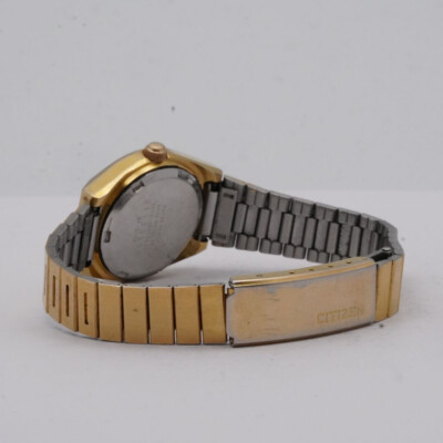 Montre Citizen Quartz Vintage Pour Femme - Boîtier 25 Mm Acier/or, Bracelet Cuir Marron - Années 80