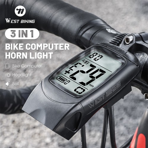 WEST BIKING Bike Computer USB Charging Wireless Waterproof 3 In 1 Headlight Horn - Picture 6 of 15