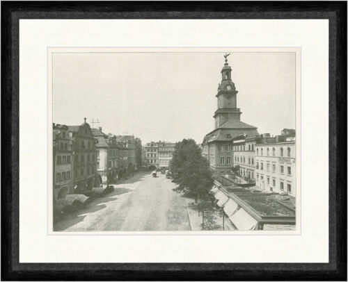Hirschberg con plaza de mercado Jelenia Gora Neisse F_Vintage 01949 enmarcado - Imagen 1 de 1