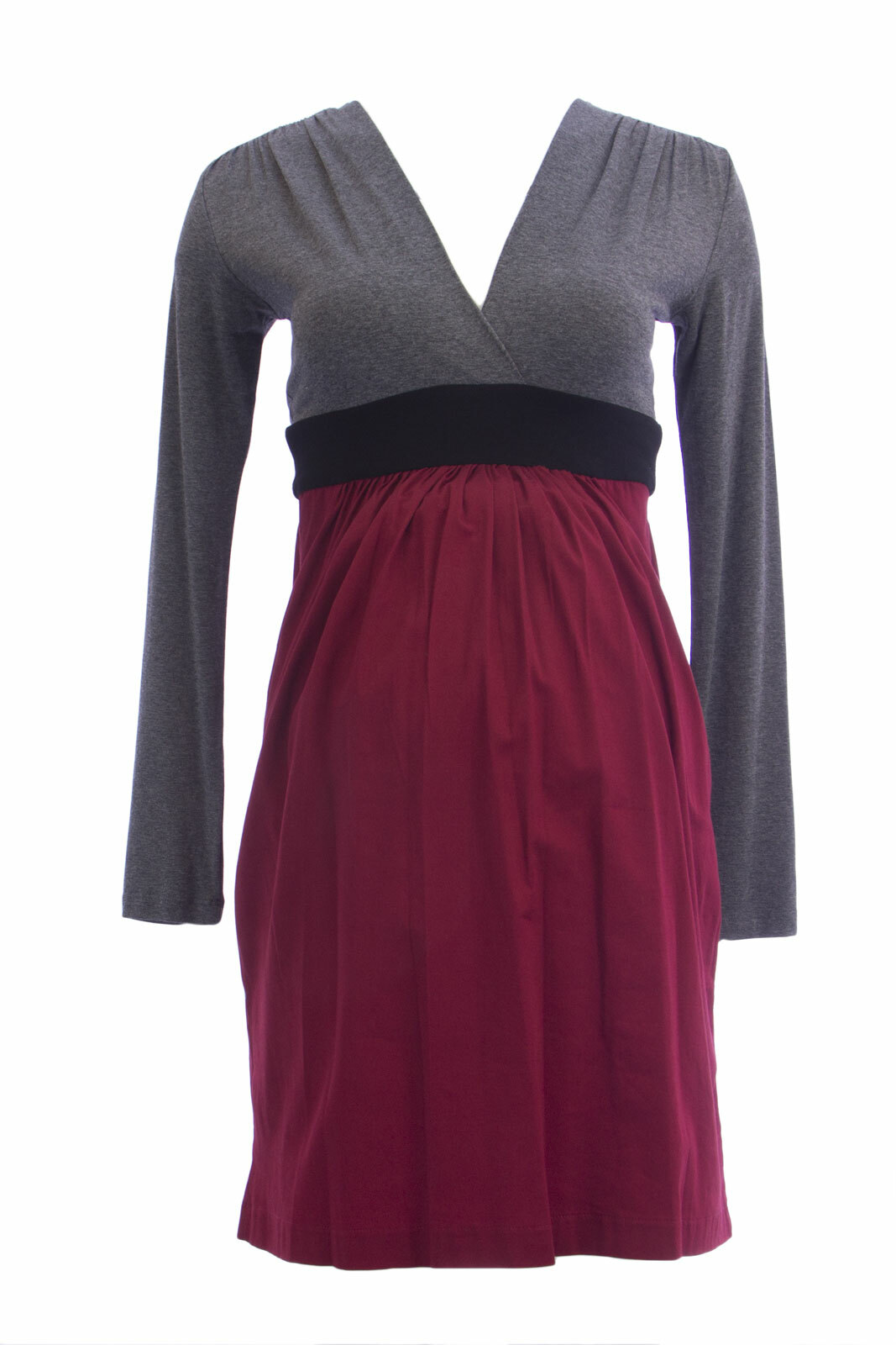 OLIAN Maternity Women's Grey Red Contrast Skirt Empire Waist Dress XS NWT OLIAN Maternity Women's Grey Red Contrast Skirt Empire Waist Dress XS NWT