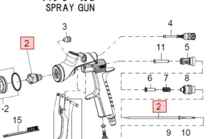 Nozzle and needle set ANEST IWATA WIDER4L (parts only) 1.3 1.4 1.6