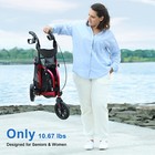 3-Wheel Walker Rollator Walker with Seat Backrest Folding Adjustable  Aluminum