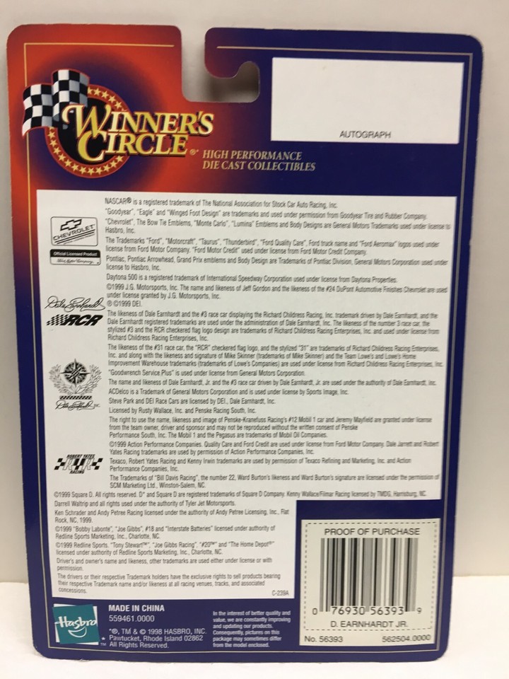 Dale Earnhardt Jr. LE NASCAR #31 Wrangler 1997 Monte Carlo SS 1:24 Die