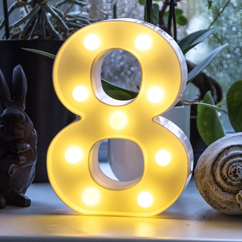 Light Up 3D LED 22cm Numbers Party Birthday Wedding Battery Operated - Picture 21 of 22