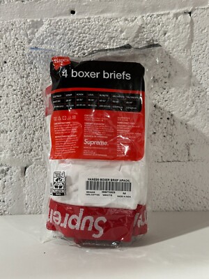NEW Supreme Hanes Boxer Briefs White 4-Pack 99HAA36 Men's Sz