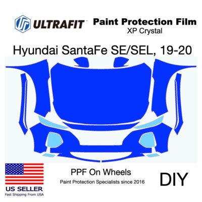 Hyundai SantaFe, SE/SEL/Limited, 2019-20. Pre-Cut Kit DIY, FULL FRONT PPF, Gloss