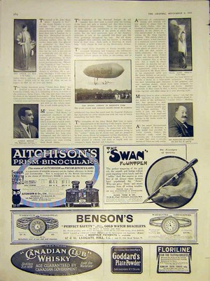 Original Old Antique Print Advert Bovril Airship Portrait Rue Deslys Behar 1913