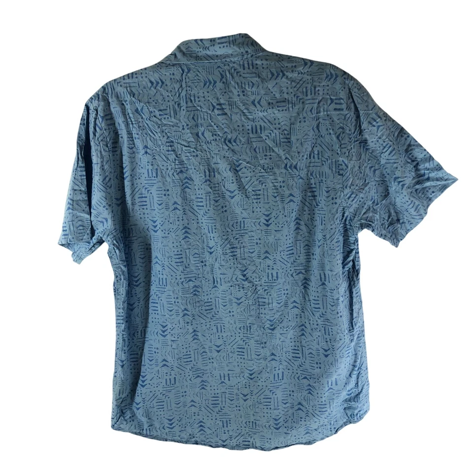 Volcom Mens Button Down Shirt Geometric Print Classic Fit Cotton Pocket Blue M - Image 3 of 4