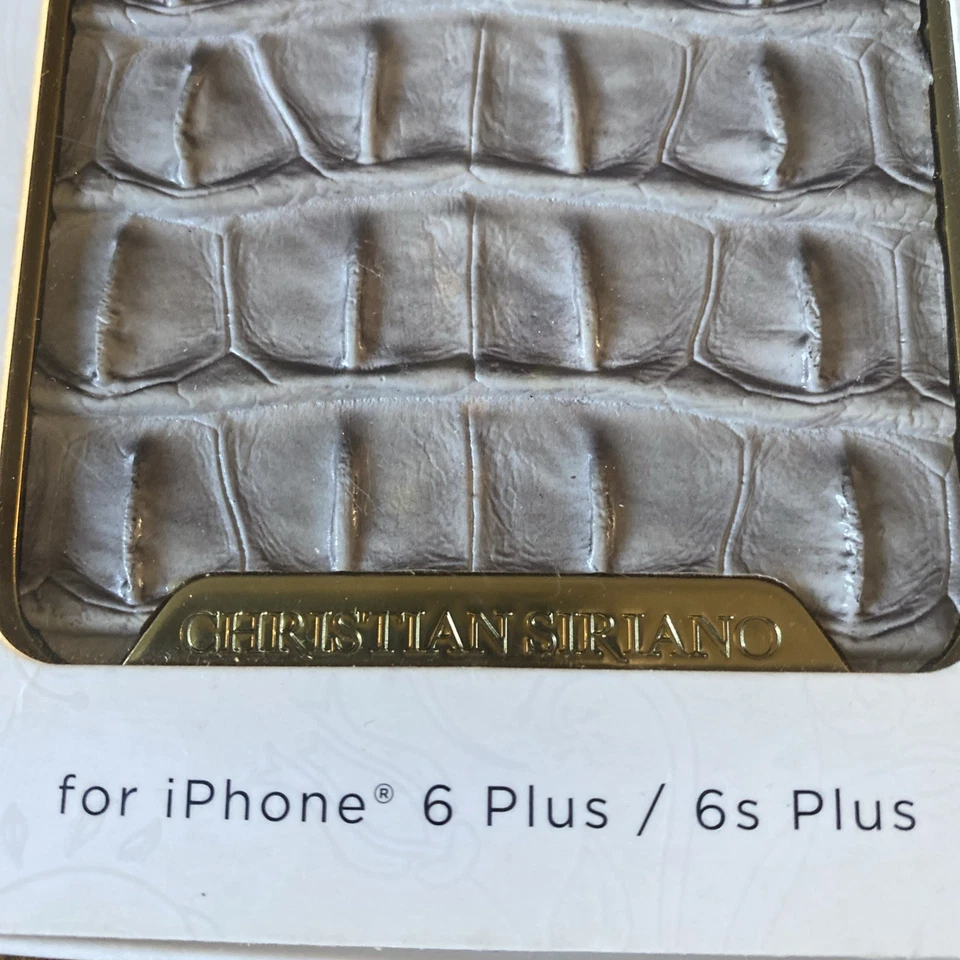 Funda de teléfono celular Christian Siriano para I Phone 6 Plus gris patrón de cocodrilo dorado Foto 2 de 4
