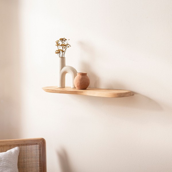 Wandregal Akazie Massivholz 60Cm Holzregal Wandboard Regal Organisch Holz Massiv-image