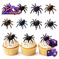 Esspapier Spinnen Tortendeko 48 Stk Halloween Essbare Cupcake Deko