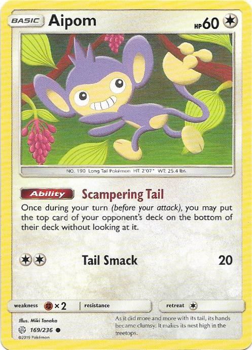 Aipom 169/236 Common Cosmic Eclipse Pokemon Near Mint
