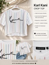 Karl Kani Damen Crop T-Shirt Weiß/Mehrfarbig...