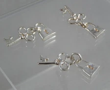 Vintage New-Old-Stock Sterling Silver Lock & Key Charm Lot of 3 925 J3149