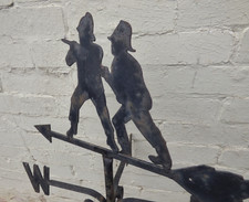 FIRE BRIGADE WEATHER VANE, VINTAGE HD METAL FIREMAN WEATHER VANE , ROBUST & RARE
