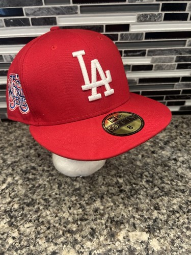 New Era Los Angeles Dodgers 59Fifty Fitted Hat/Cap 75th World Series Sz 8 Red - Picture 2 of 8