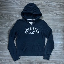 Y2K Hollister California Navy Blue Pullover Hoodie Women Large Seagull Graphic
