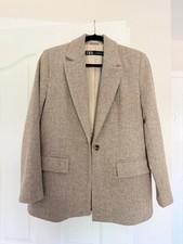 Zara Womens Wool Blend Grey Blazer Size S NWT