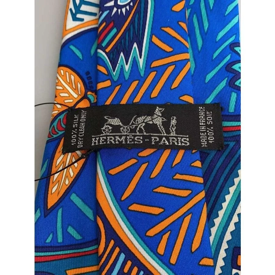 Corbata HERMES Azul Marino Seda Logo Vendedor de Japón N0212 22 Hecha en Francia Foto 2 de 3